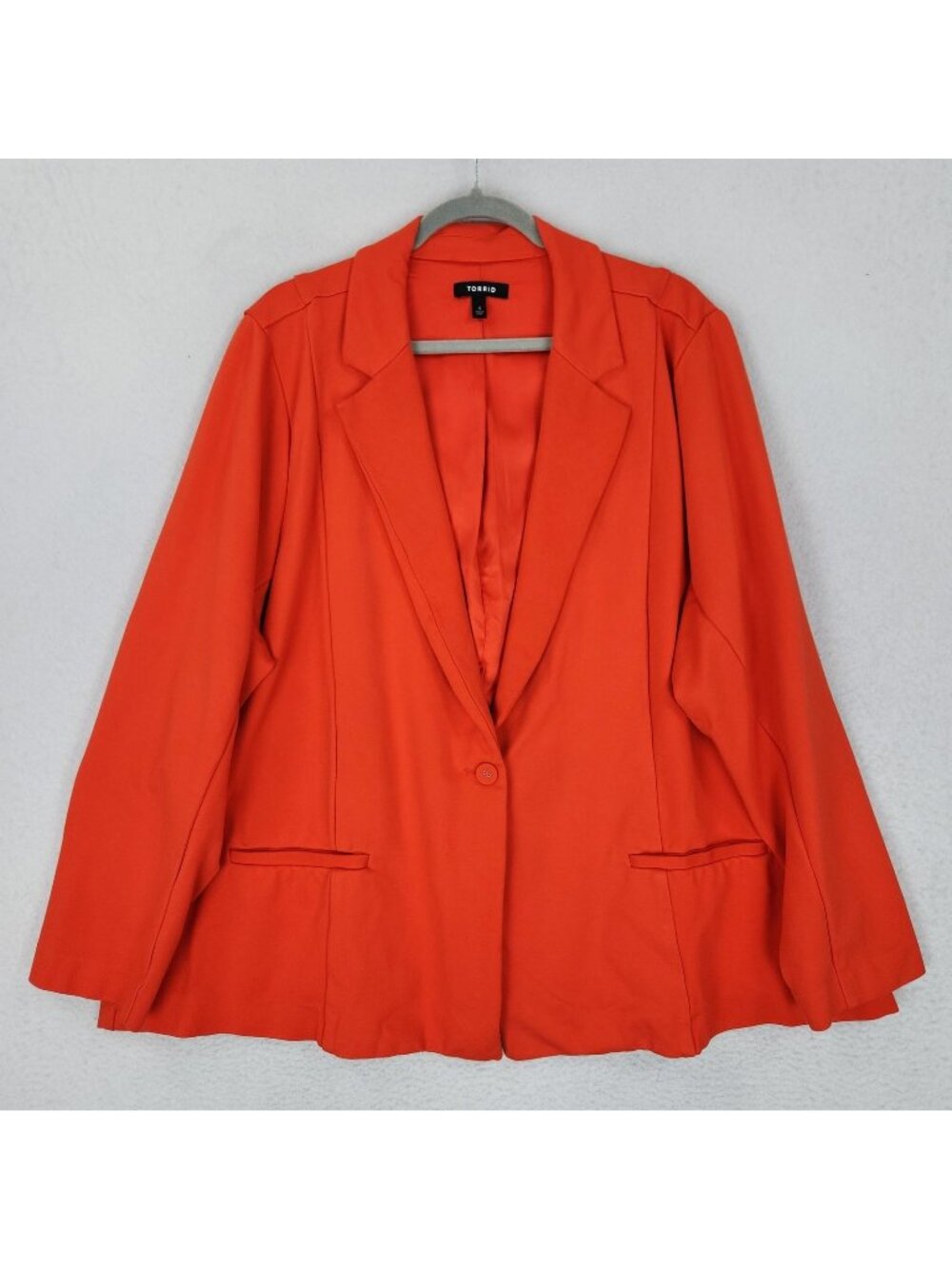 Torrid Jacket Womens 4X Orange One Button Lined Blazer Pockets Stretch Workwear